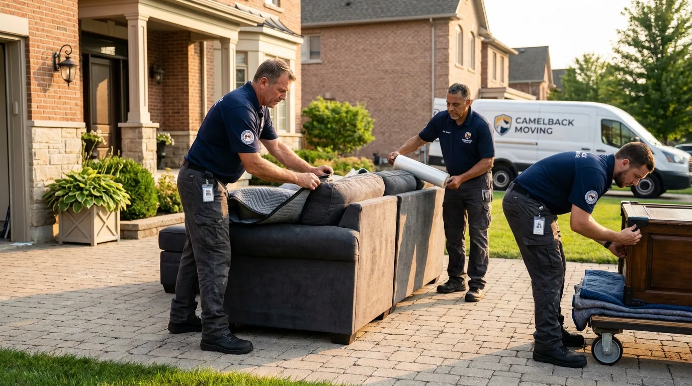 Large estate moving crew wrapping furniture in Paoli, IN