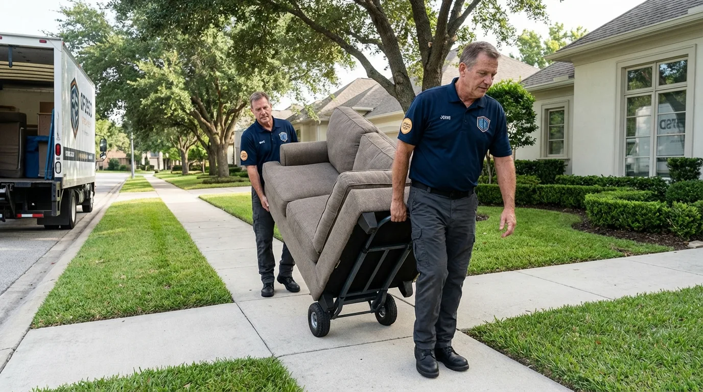 Local residential moving crew loading furniture in Paoli, IN